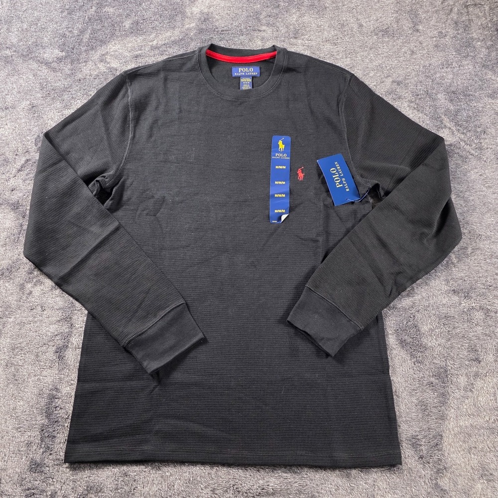 Polo Ralph Lauren Waffle Knit Sleep Shirt Mens M Thermal Baselayer Black